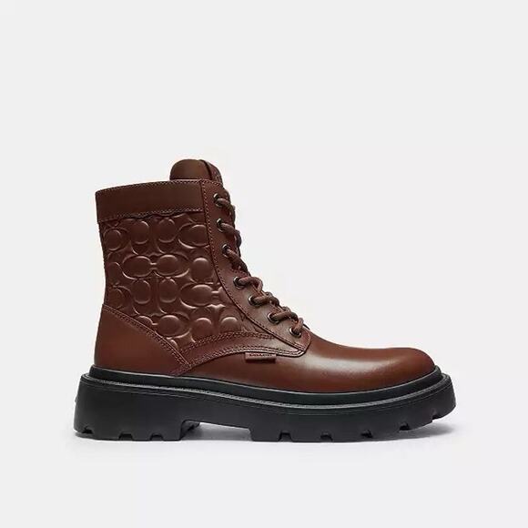 NWT Coach Men's Combat Boot In Signature Leather Vintage Brown CCW08 us 9 - Picture 10 of 10